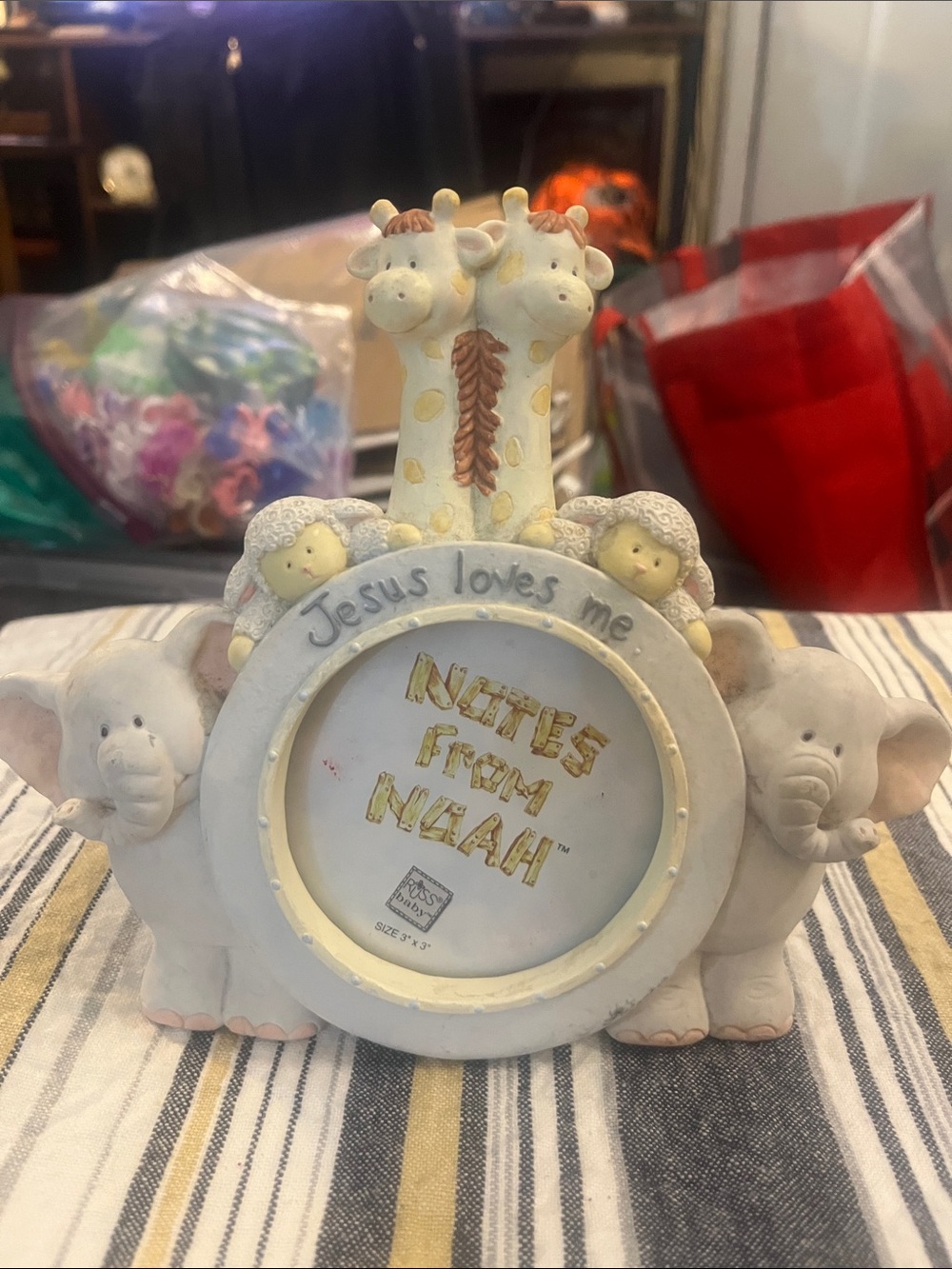 Russ Nursery Photo Frame with Giraffes, Elephants, and Lambs in Cream  Tan 165